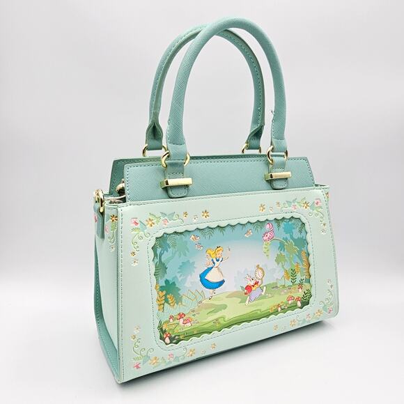 Loungefly Disney Alice in Wonderland Scenic Green Crossbody Handbag Purse Bag - Picture 4 of 9